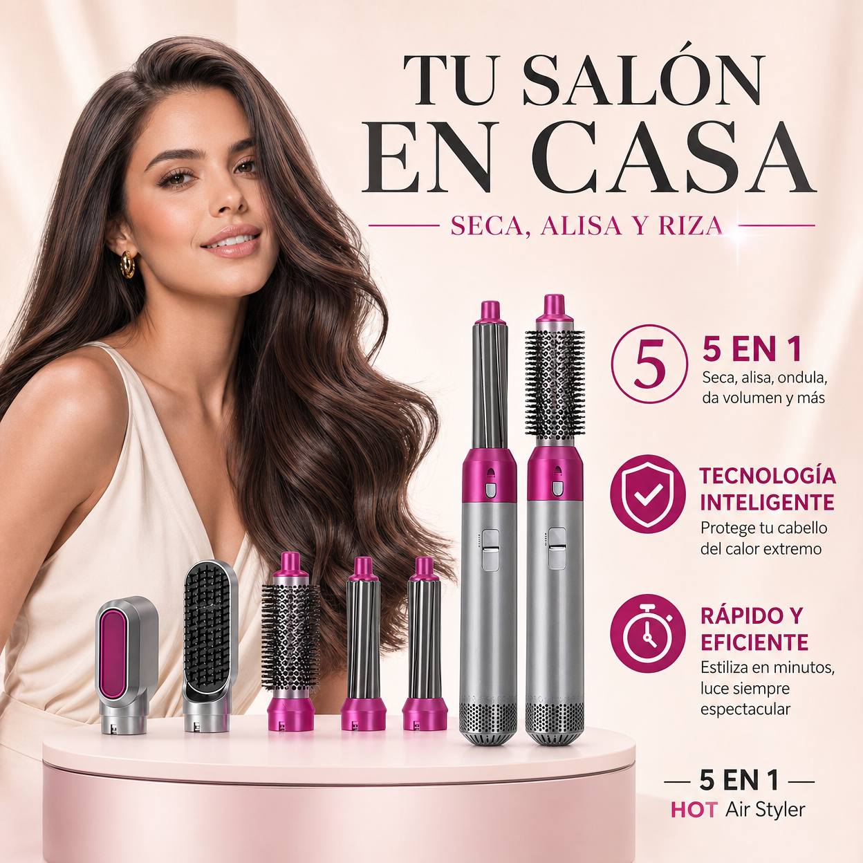 Cepillo GlamAir Studio 5X - Resultados de salón sin salir de casa